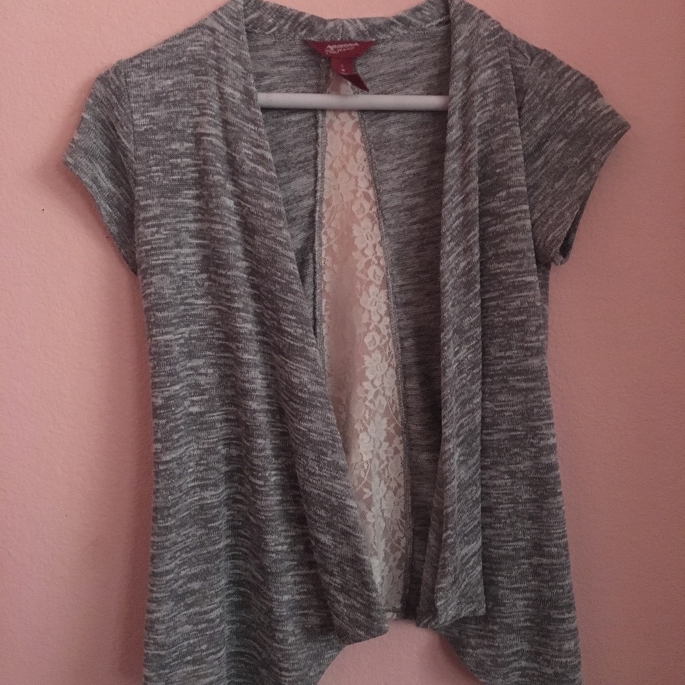 Gray cardigan with lace back